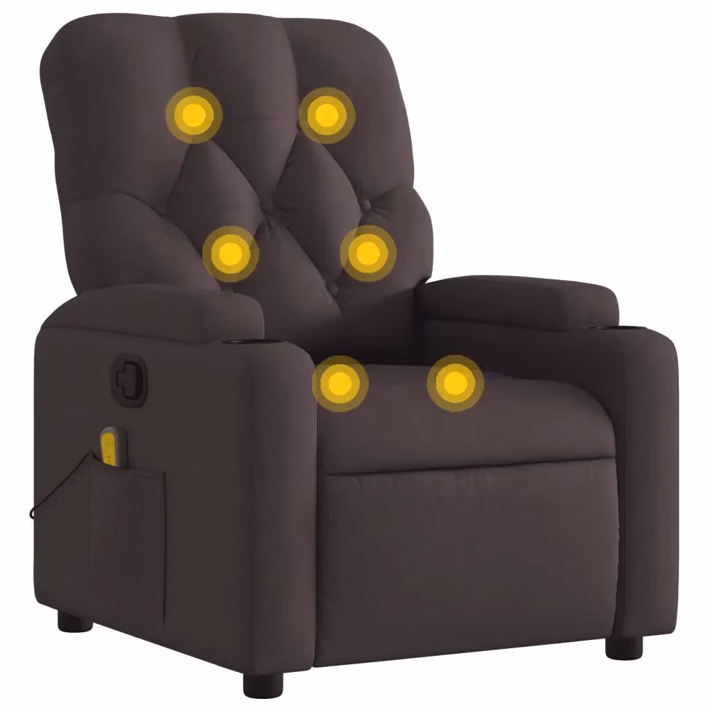 Poltrona Reclinabile Relax vidaXL in Tessuto Marrone con Braccioli e Struttura in Metallo e Legno – 2