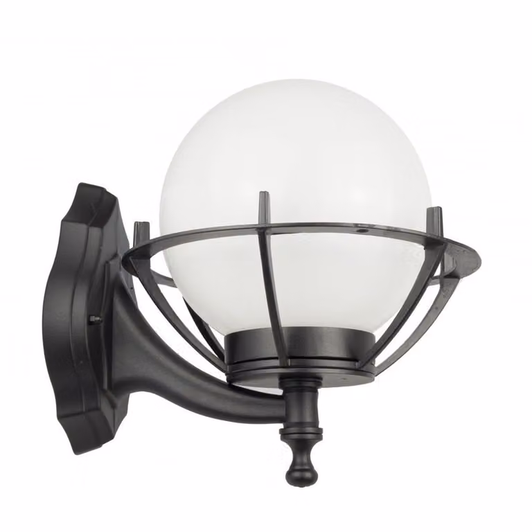 Lampada da parete per esterni sfera bianca o fumé 25 cm 1xE27 nero IP43 SU-MA Kule K 3012/1/KPO