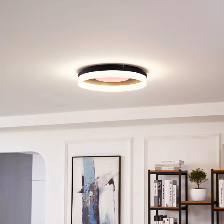 Plafoniera smart Squillo Lucande, dimmerabile, Nero, Soggiorno / Sala da pranzo, Plastica, Moderno