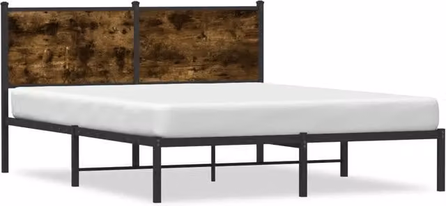 Letto matrimoniale Design In in metallo color rovere fumo L: 137 cm, P: 190 cm