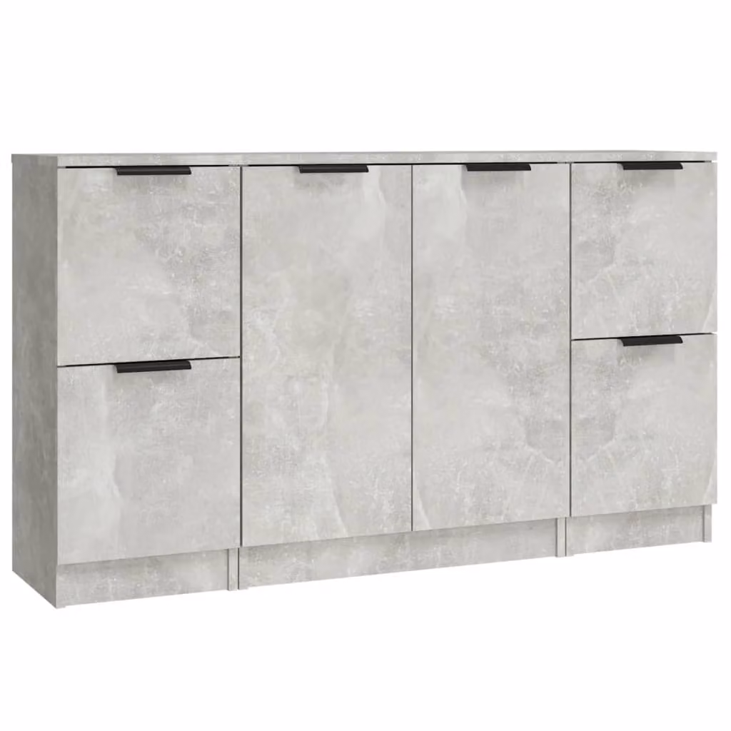 Credenze 3 pz Grigio Cemento in Legno Multistrato