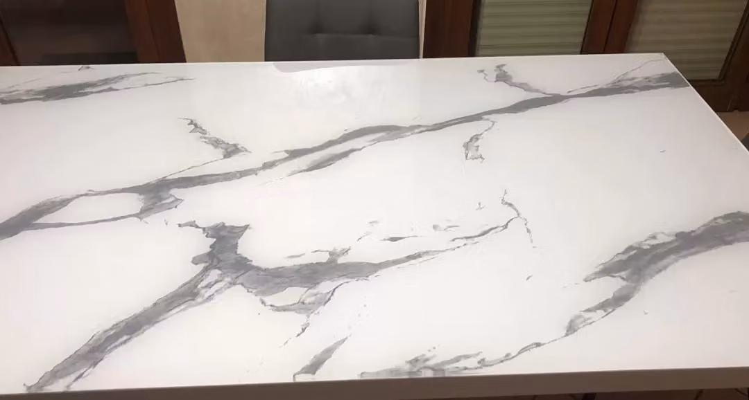 Tavolo moderno allungabile Mobili 2G in vetro serigrafato bianco e trasparente, L: 160 cm, P: 90 cm, H: 76 cm (aperto 260 x 90 cm) – 4