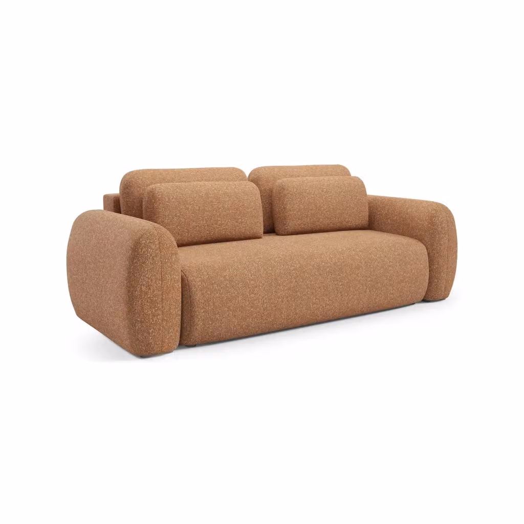 Sessame Divano Letto 3 Posti con Contenitore DMORA Arancione L: 266 cm, P: 121 cm – 2
