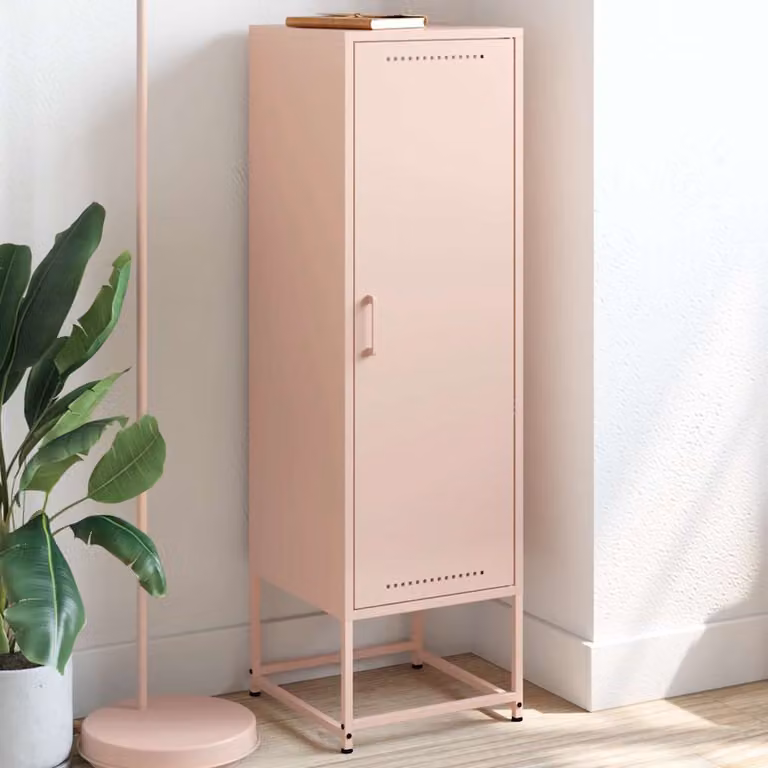Credenza vidaXL in metallo rosa con ante a battente in stile industriale L/P/H: 36 x 39 x 123 cm
