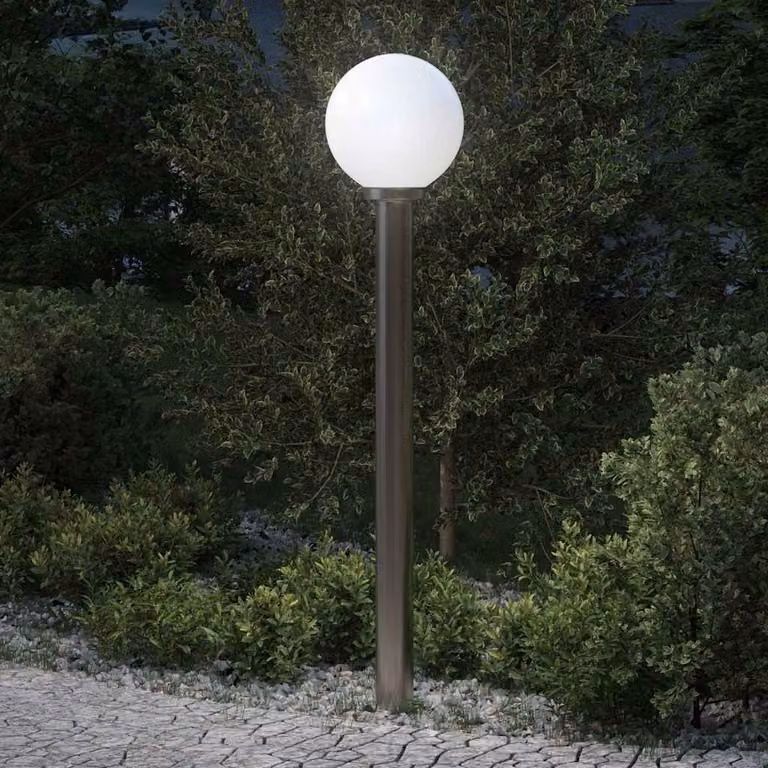 vidaXL Lampada a paletto moderna in acciaio inox color argento, IP44, Altezza: 120 cm