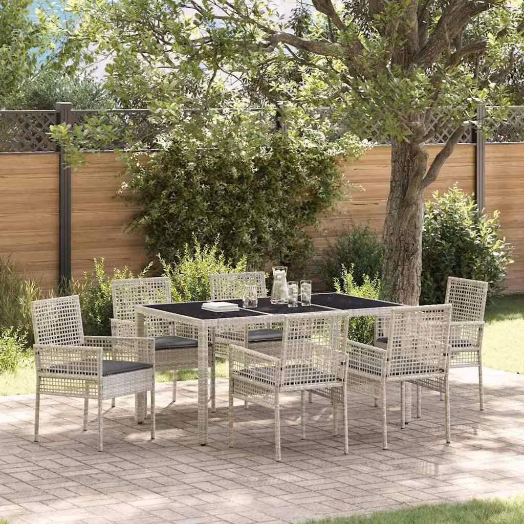 Maison Exclusive - Set da Pranzo per Giardino 7 pcs Grigio chiaro polyrattan