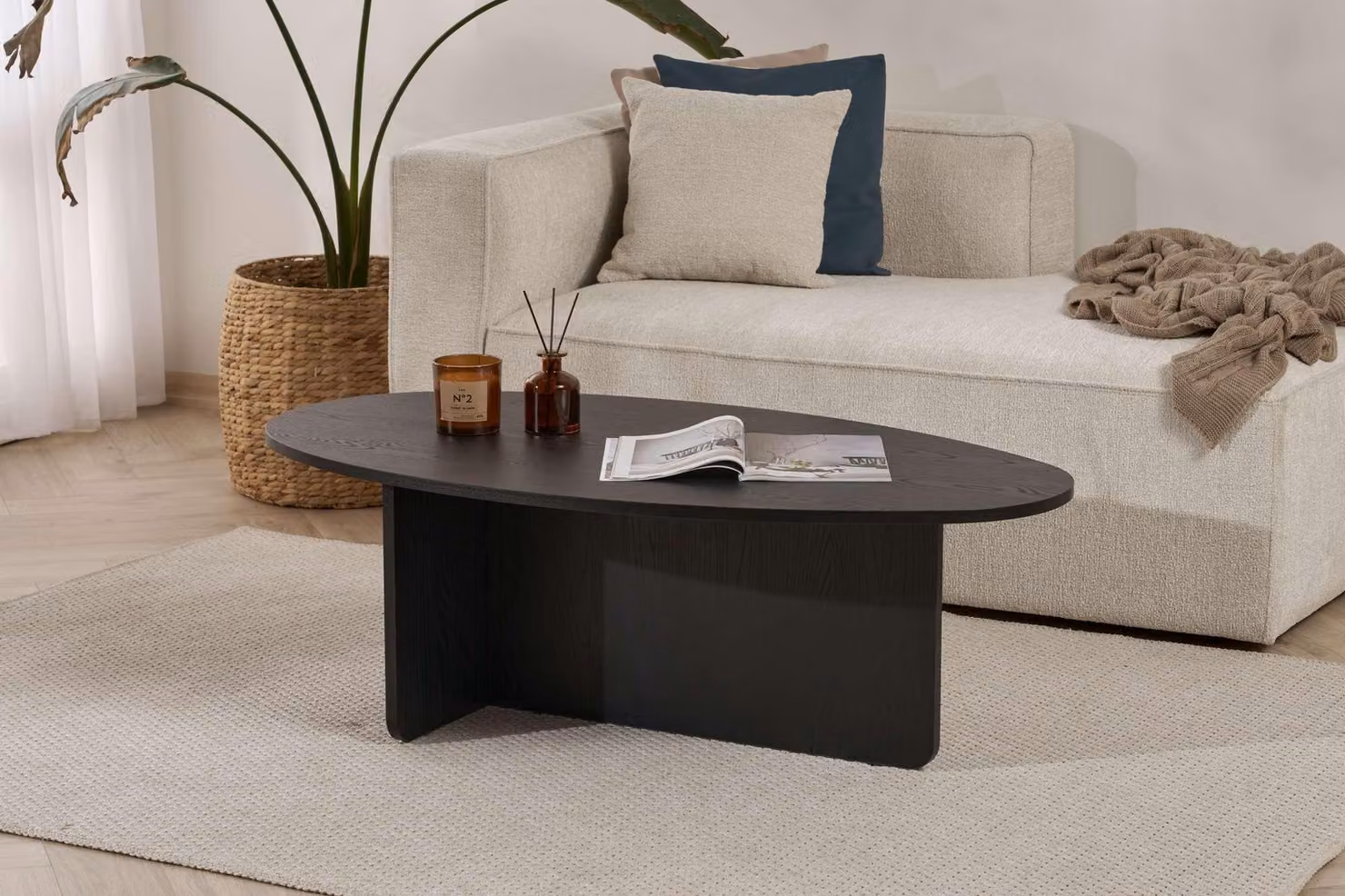 Skye Decor, Orba - Wood Black, tavolino, legno nero, piano in melamina 100 %, 120 x 65 x 40 cm