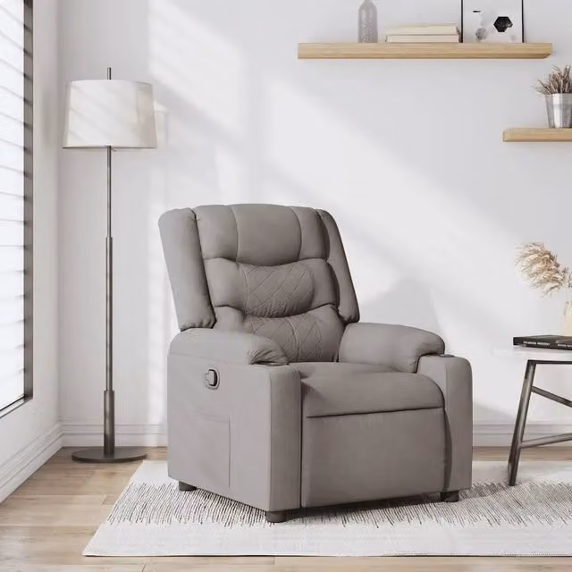 Poltrona Reclinabile Relax vidaXL in Tessuto Beige e Grigio con Braccioli e Sistema di Reclinazione Manuale