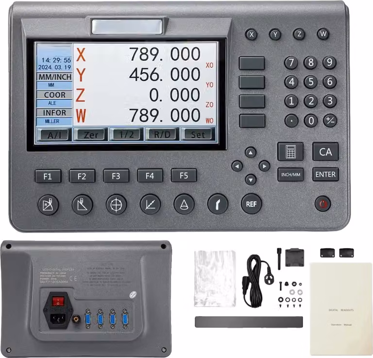 dRO LCD a 4 assi, alta precisione 5µm, ingresso AC100V-240V, solo DRO LCD a 4 assi