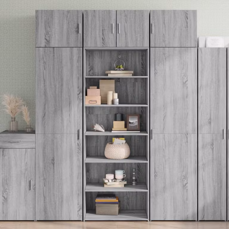 Credenza moderna vidaXL in legno e MDF grigio con ante a battente e ripiani interni L/P/H: 70 x 41 x 185 cm