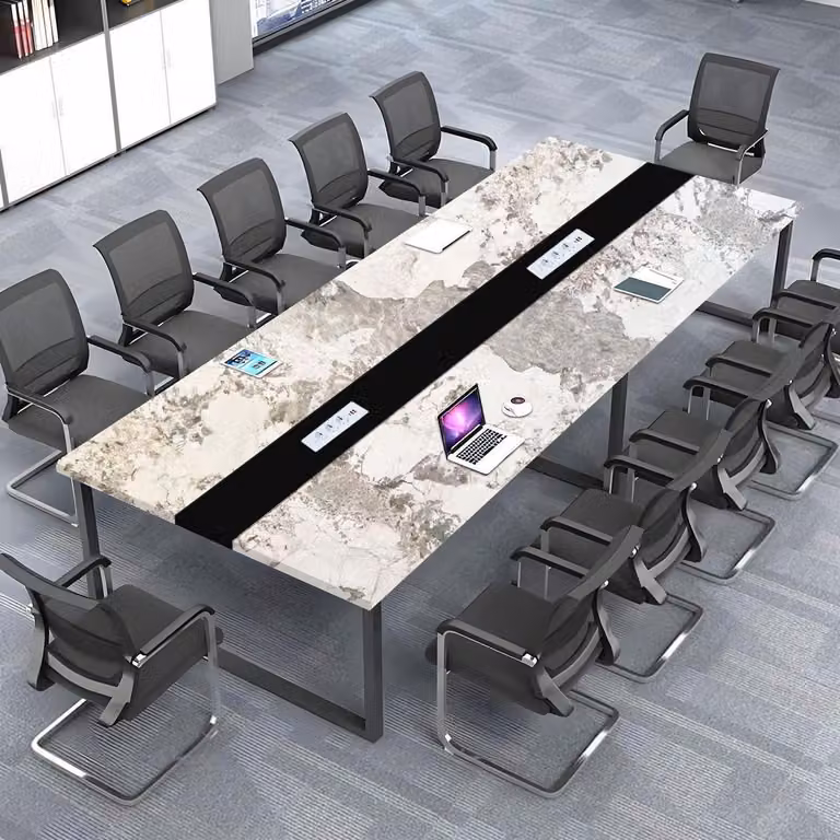 Tavolo da conferenza con sistema di gestione dei cavi, dimensioni 200x80x74 cm, design moderno, ideale per l'ufficio