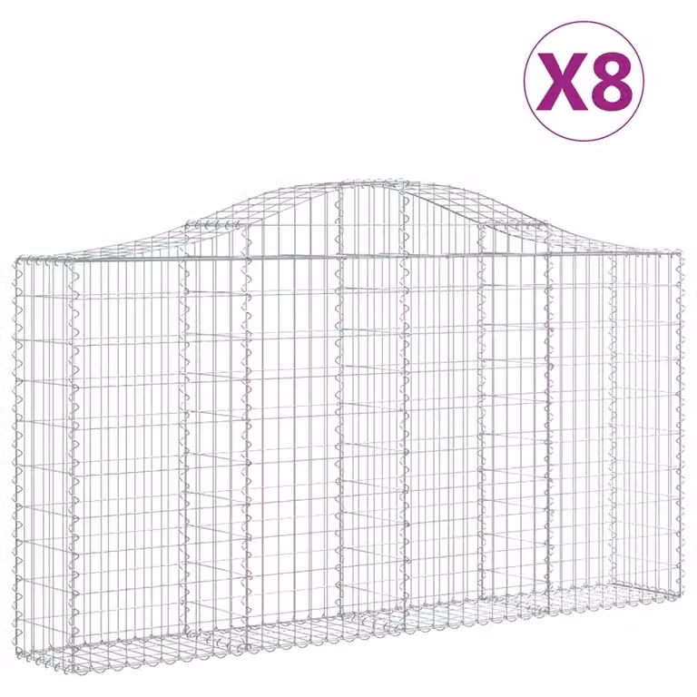 Cesti Gabbioni ad Arco 8 pz 200x30x100/120 cm Ferro Zincato