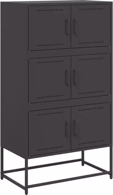 Credenza | Madia | Buffet da pranzo | Armadio da pranzo Nera 68,5x38,5x123,5 cm in Acciaio