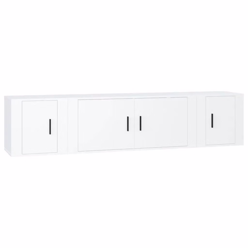 Set di mobili porta TV da 3 pezzi vidaXL in legno multistrato bianco per soggiorno con montaggio a parete – 2