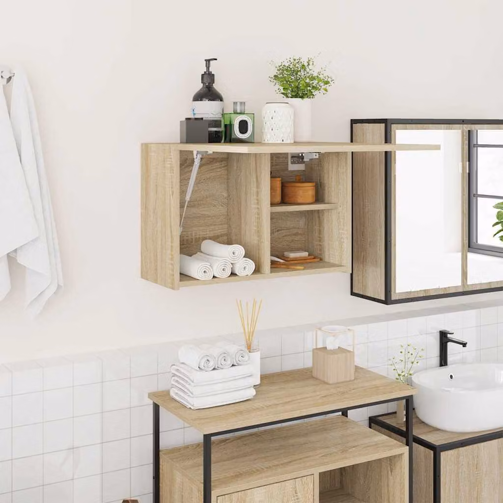 Mobile da bagno sospeso vidaXL in legno Rovere Sonoma, L 60 x P 25 x H 40 cm