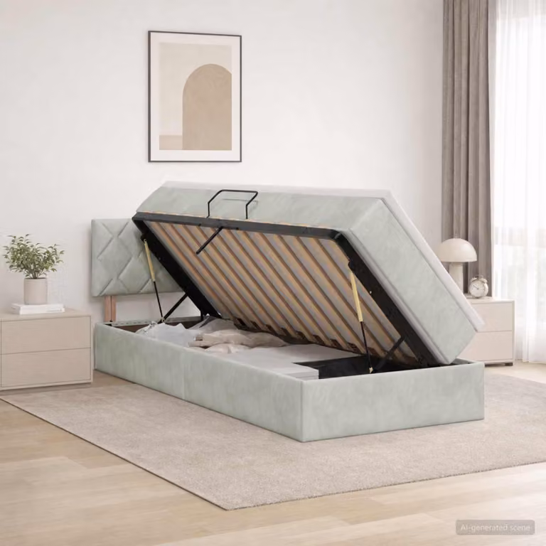 Letto con contenitore e materasso a molle vidaXL, Grigio, L 90 x P 190 cm