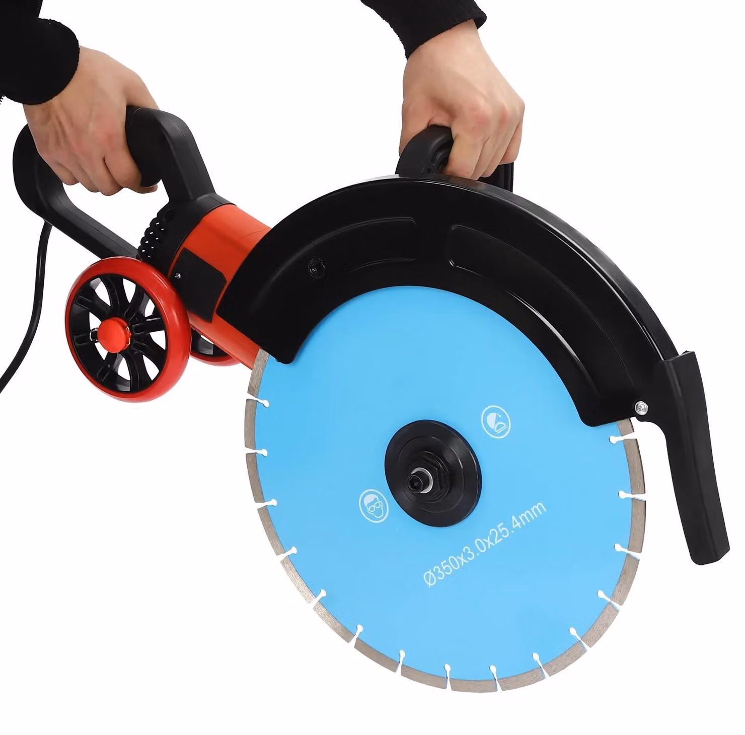 Troncatrice elettrica per taglio di muri, cemento e pietra - 3500W, lama da 35 cm - 3800 giri/min - motore in rame - disco circolare - colore blu