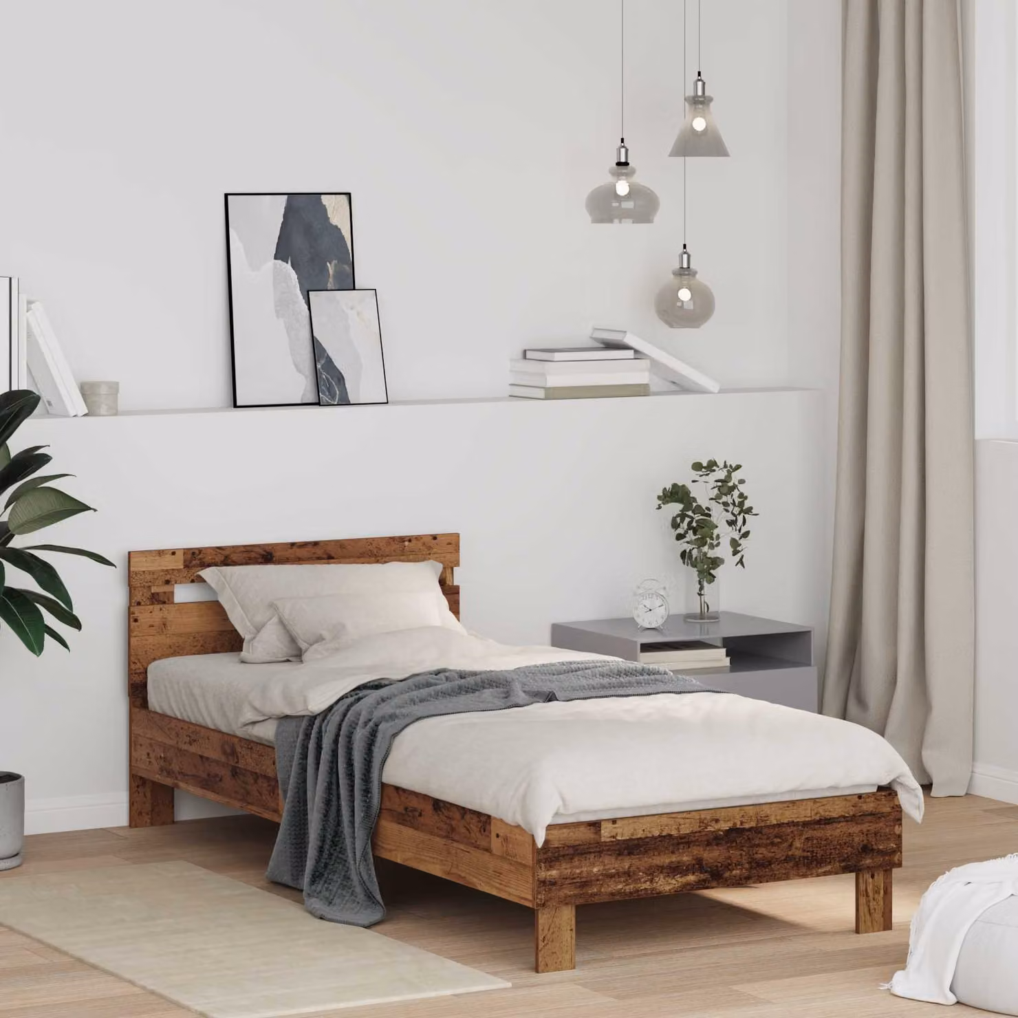 Struttura del letto moderna vidaXL in legno marrone L 193 cm x P 80 cm x H 70 cm