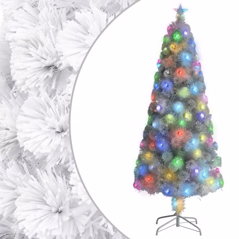 Albero di Natale artificiale con illuminazione bianco 180 cm in fibra di vetro