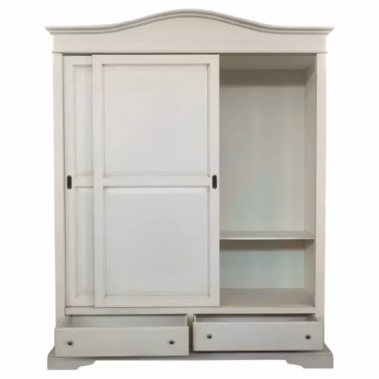 Armadio con 2 ante scorrevoli in stile shabby chic bianco anticato Mobili 2G L/P/H: 180 x 67 x 225 cm