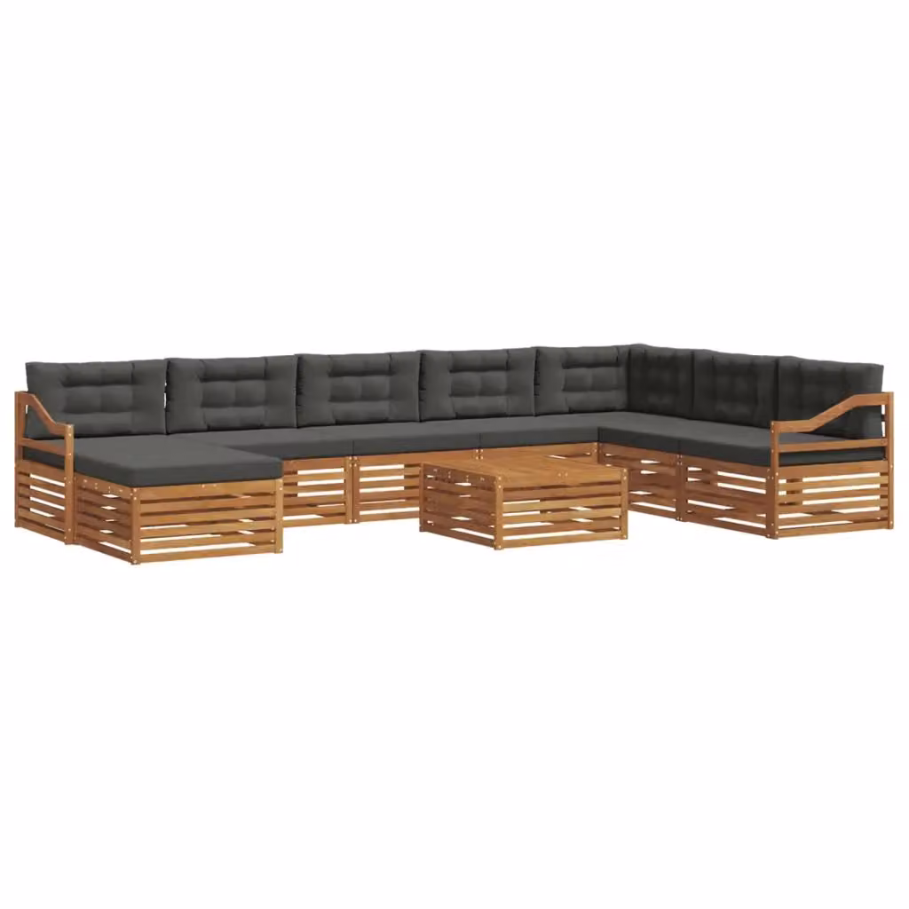 Set di divani da esterno vidaXL a forma di L in legno di acacia con cuscini, colore marrone e antracite – 2