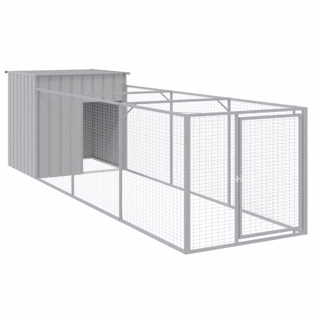Casetta per cani vidaXL in metallo grigio resistente alle intemperie L: 405 cm, P: 110 cm, H: 110 cm – 2