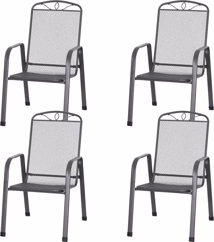 Set di 4 sedie impilabili Elda in lamiera stirata antracite