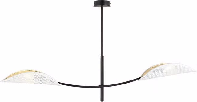 Plafoniera Emibig Lotus con 2 luci E14 in metallo nero, bianco e oro