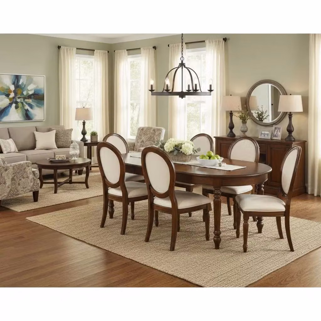 Tavolo ovale allungabile in legno di noce marrone Mobili 2G L/P/H: 150 x 110 x 78 cm – 1