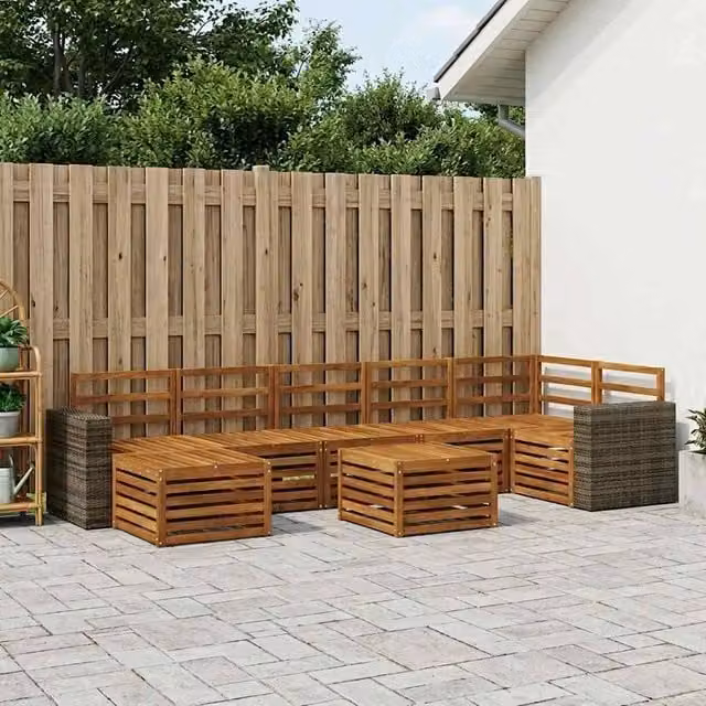Set di divani da esterno 8 pz Naturale Legno di Acacia Massello 3384665