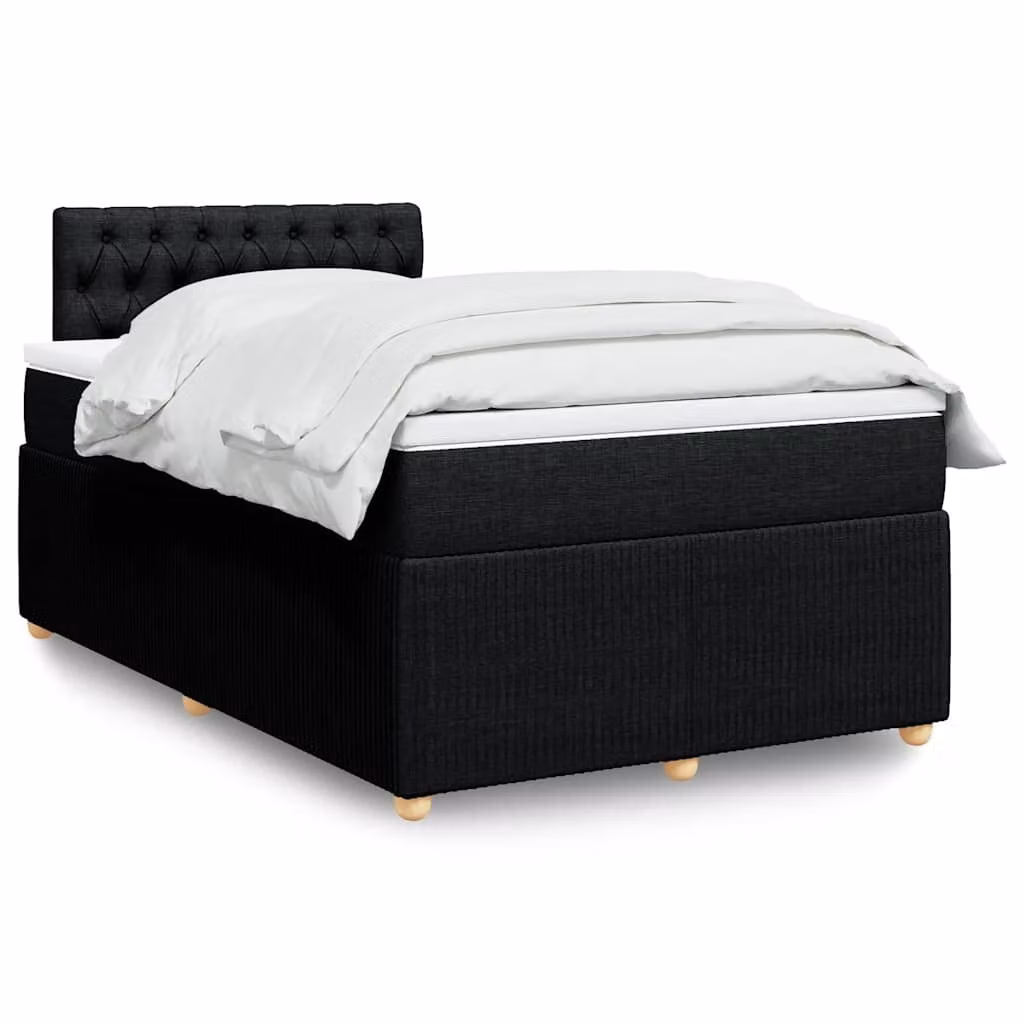 vidaXL Letto Ibrido con Materasso e Giroletto in Tessuto Nero e Bianco L/P/H: 200 x 120 x 100,5 cm – 1