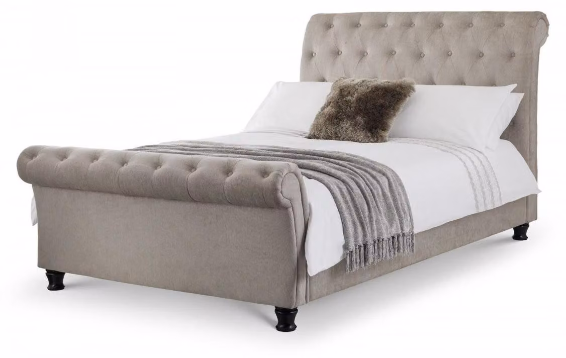 Chesterfield Design Polster Englisches Bett Grau 160/180x200 Doppelbett Betten