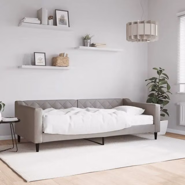 Divano Letto Moderno vidaXL in Tessuto con Materasso in Schiuma, Grigio e Beige, L/P/H: 223 x 90 x 67 cm