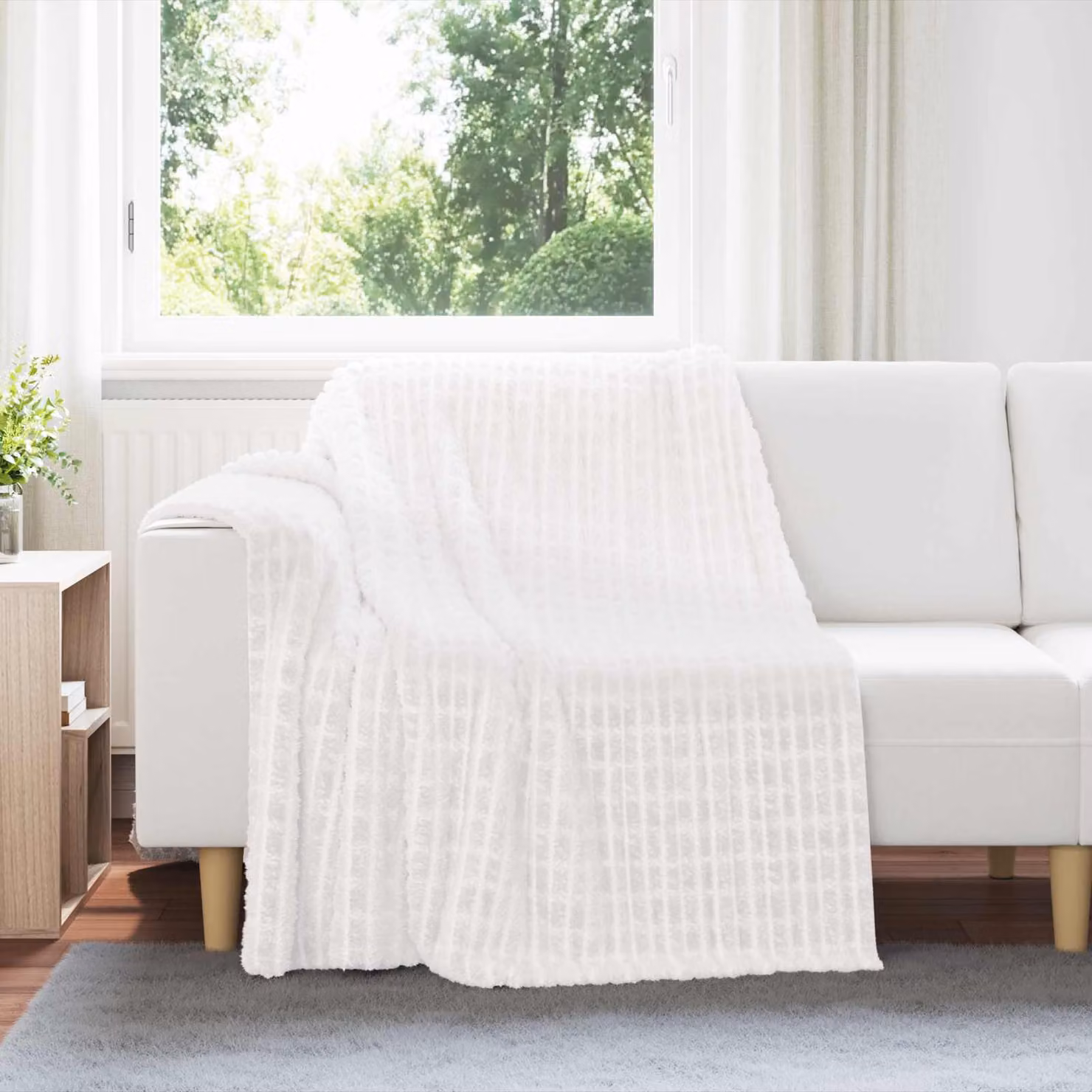 Set di 6 coperte in pile vidaXL bianche, L 200 cm x P 150 cm