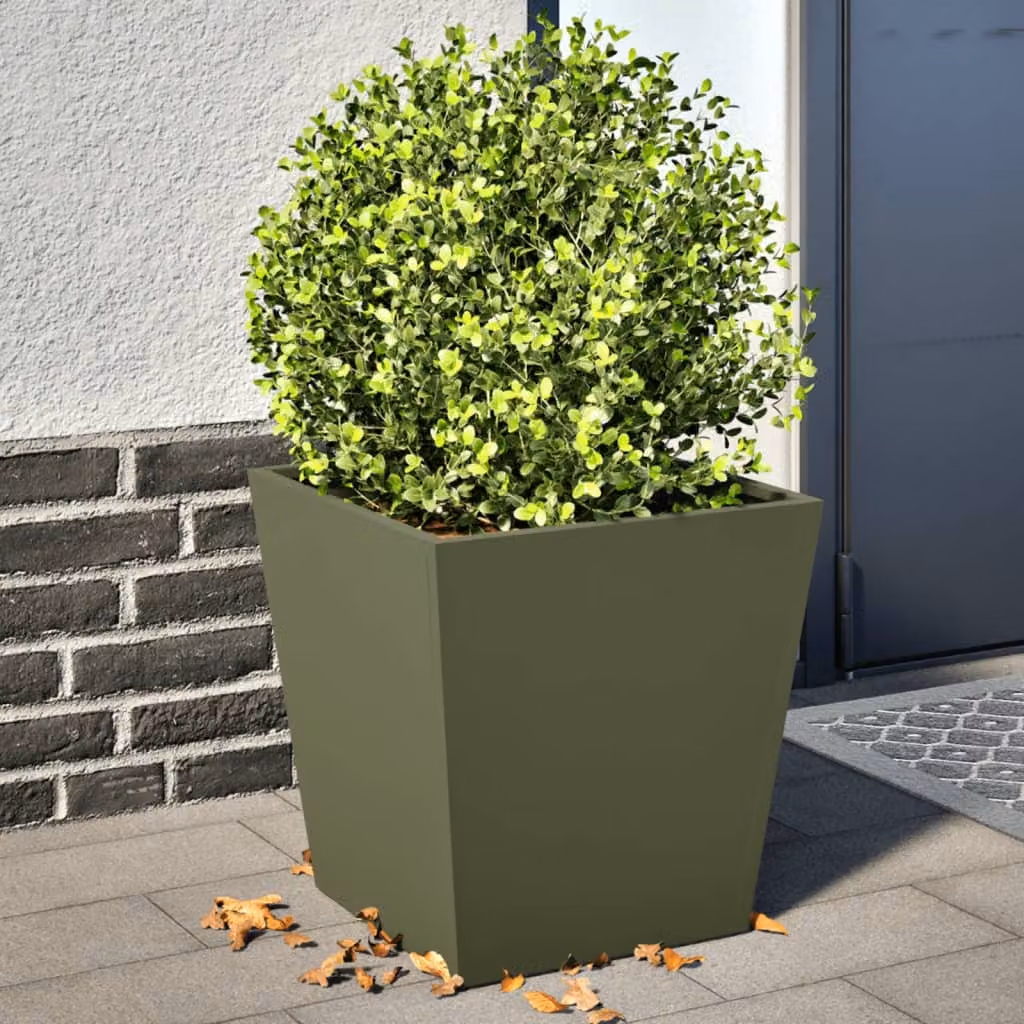 Set di 2 fioriere da giardino vidaXL in acciaio verde, L/P/H: 40 x 40 x 40 cm