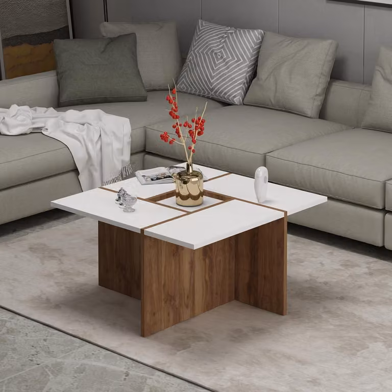 Tavolino HOMIDEA Silva – Tavolino da salotto moderno con ripiano dal design intramontabile (bianco/rovere)