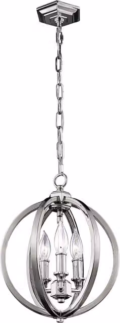 Lampadario Classico Corinne Acciaio Nichel Lucido 3 Luci E14 D28,6 Cm