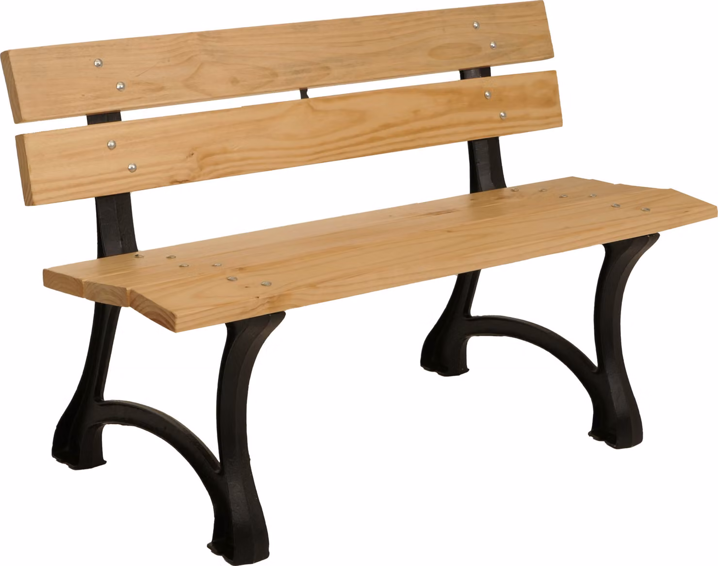 Panchina da giardino MCW-O20, panchina da parco, panchina in legno a 2 posti, ghisa e legno di pino, 125 cm ~ marrone chiaro