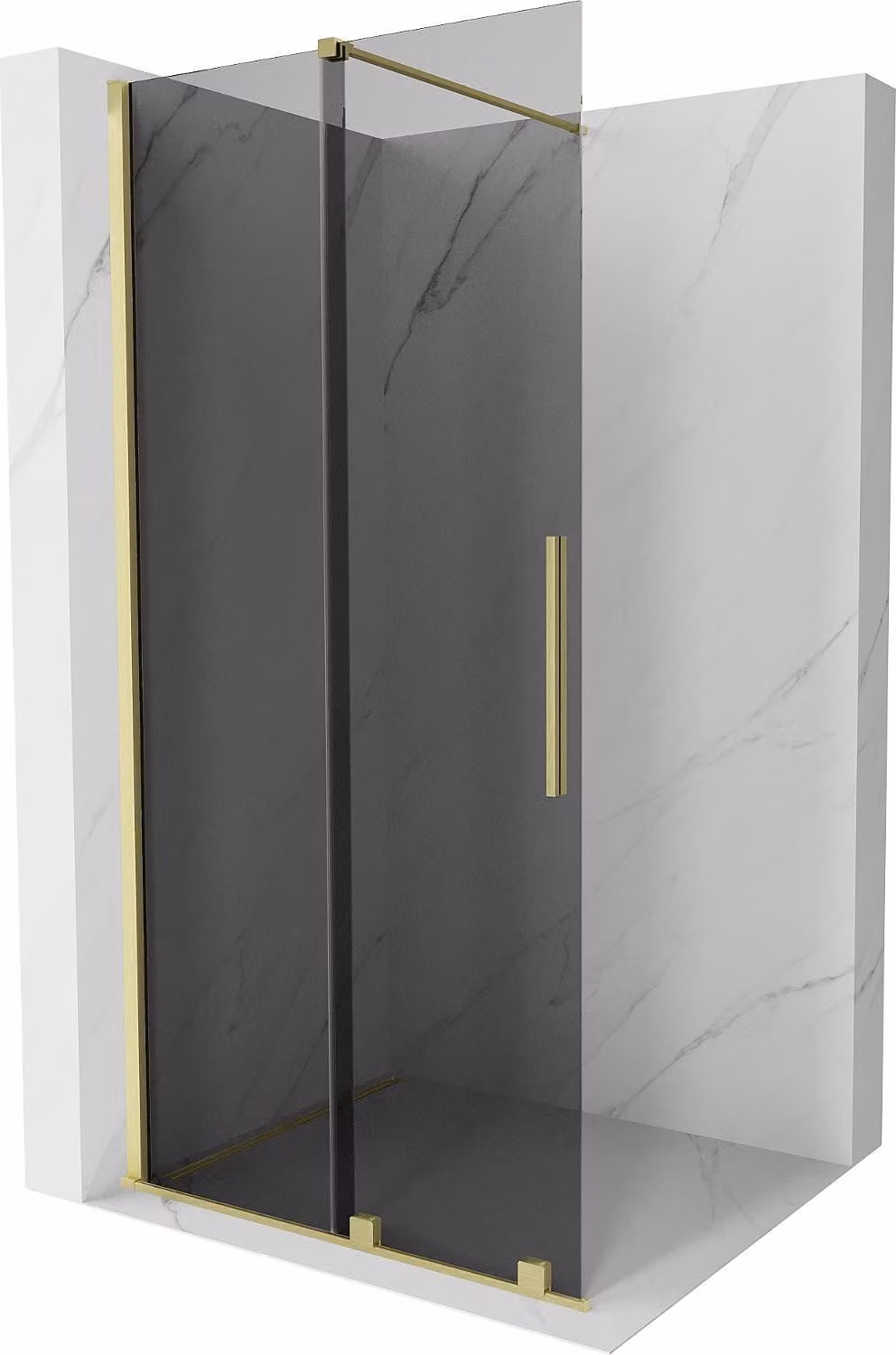 Mexen Velar parete doccia scorrevole Walk-in 75 x 200 cm, graffite 8 mm, oro spazzolato - 871-075-000-43-55