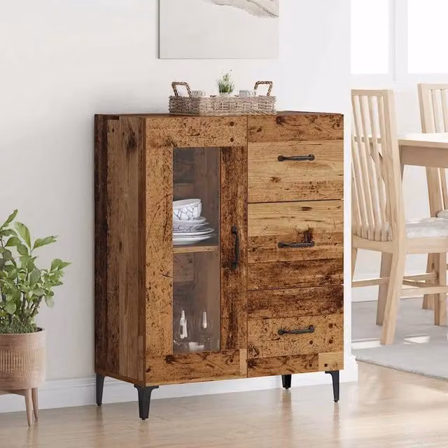 Credenza Buffet con Cassetto vidaXL in Legno Vecchio Marrone per Cucina e Soggiorno L: 69,5 cm, P: 34 cm, H: 90 cm