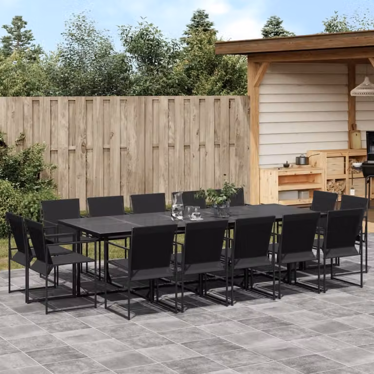 Maison Exclusive - Set da Pranzo da Giardino 15 pz Nero in Textilene