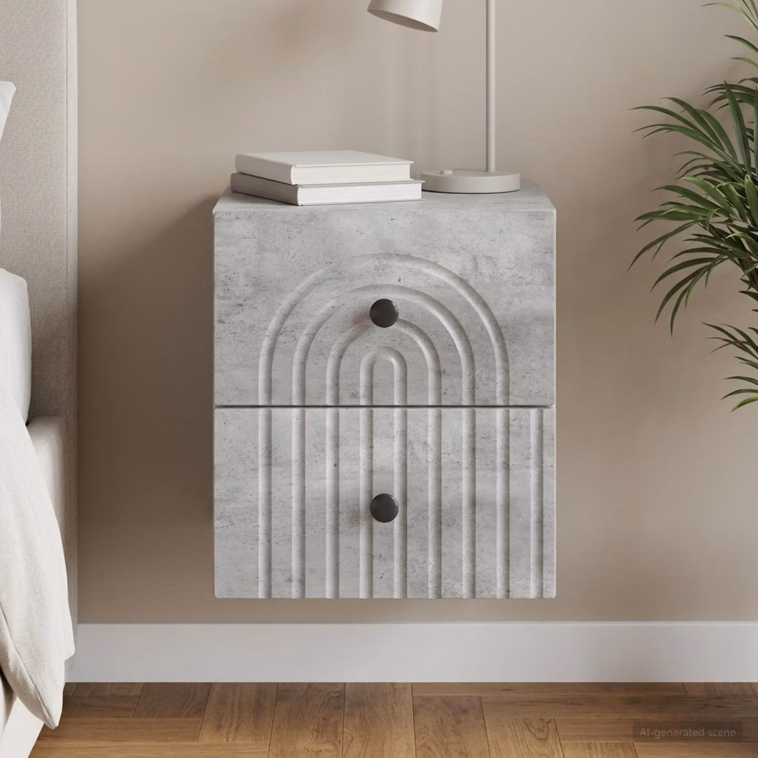 vidaXL Mobiletto da notte sospeso moderno Grigio Cemento L 33 cm, P 34,5 cm, H 40 cm