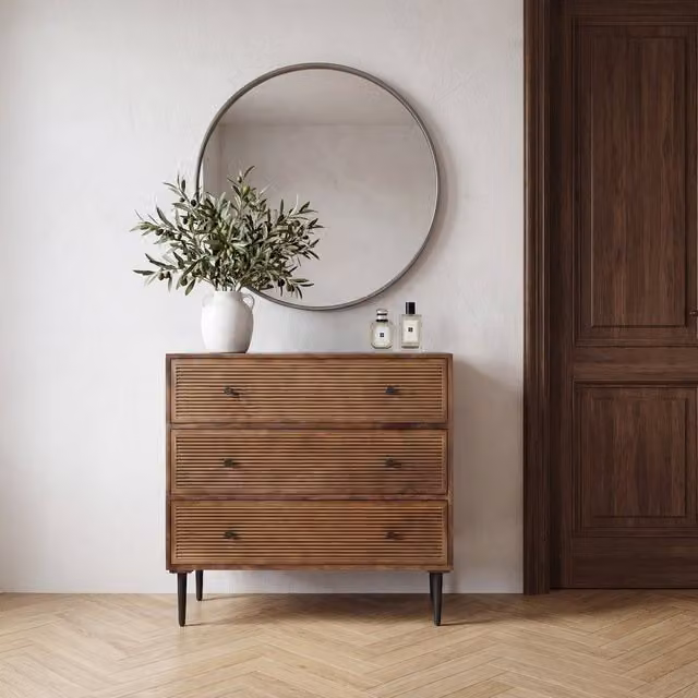 Comò moderno Banak in legno di mango color noce
