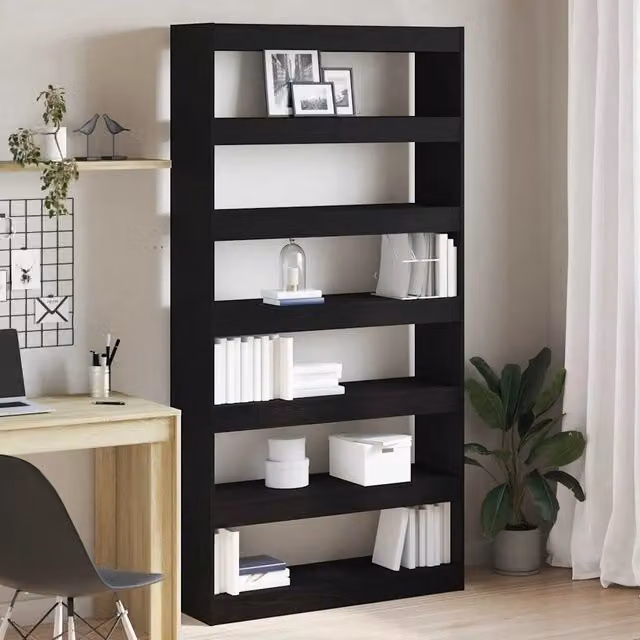 Armadio per Libri 6 livelli 100 x 30 x 198 cm Rovere Nero 3333932