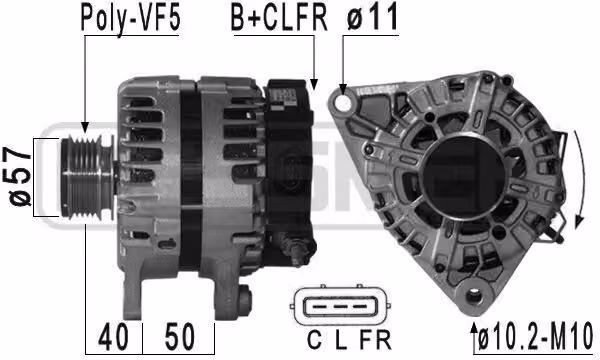 ERA 210942A Alternatore 130 A 14 V per HYUNDAI ix35 (LM, EL, ELH) e KIA SPORTAGE (SL)