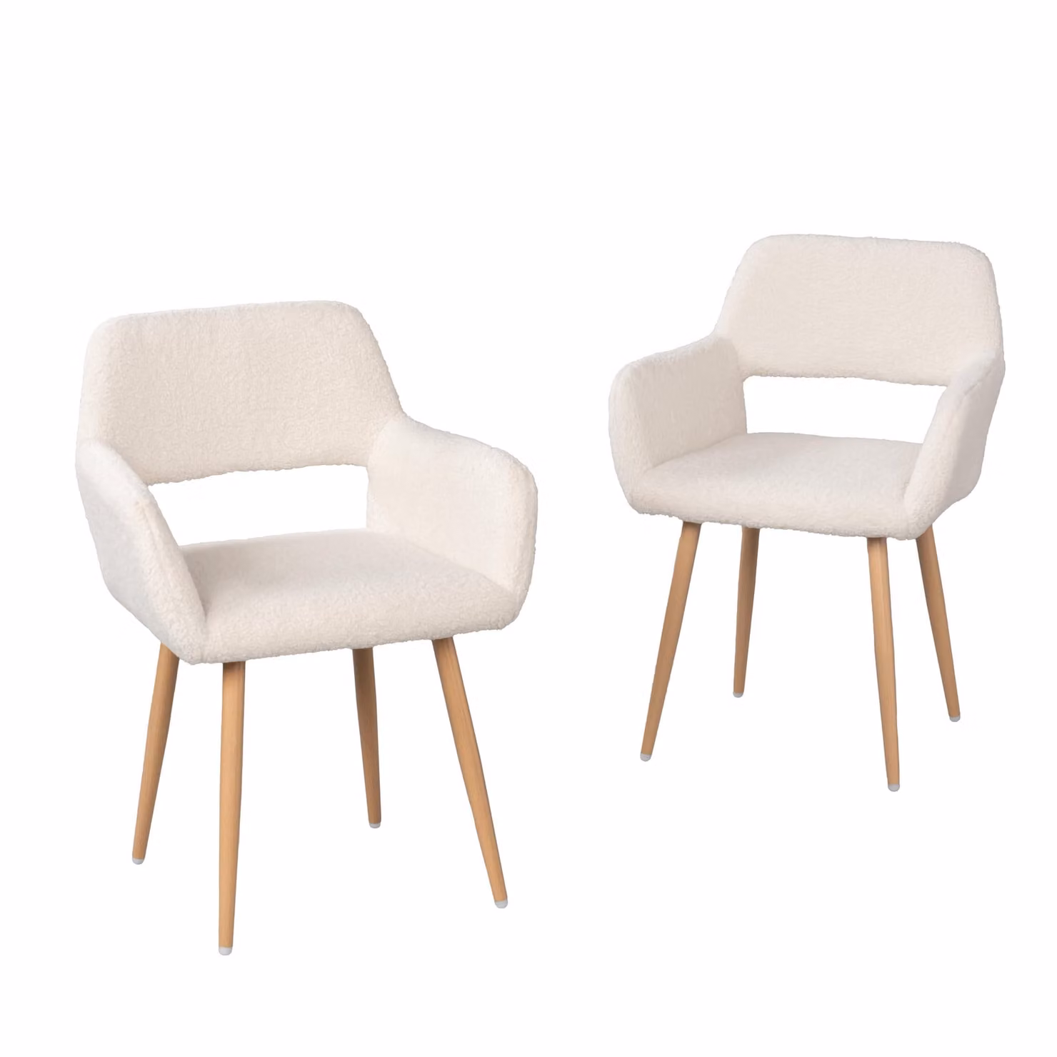 Meubles Cosy, set da 2 poltrone da sala da pranzo in stile scandinavo in tessuto bouclé beige – CROMWELL