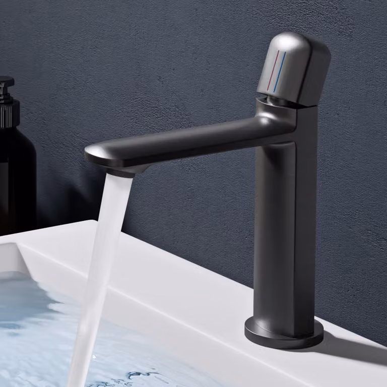 doporro Miscelatore lavabo bagno in ottone Grigio, monocomando per acqua calda e fredda 20,9 cm WAO-1190