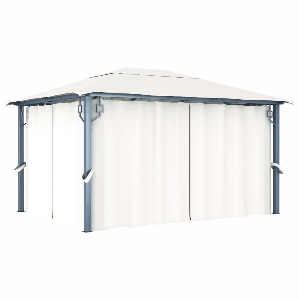 Gazebo The Living Store con tende 400 x 300 cm in alluminio crema