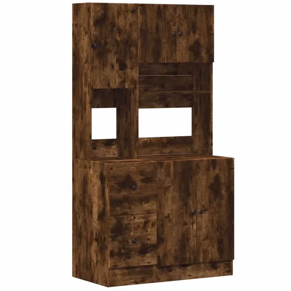 Mobile da cucina a parete vidaXL in legno rovere marrone con ante a battente e cassetti L: 95 cm, P: 50 cm, H: 180 cm – 2