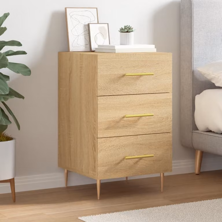 Comodino moderno vidaXL in legno e metallo, beige e marrone, sospeso a parete, L/P/H: 40 x 40 x 66 cm